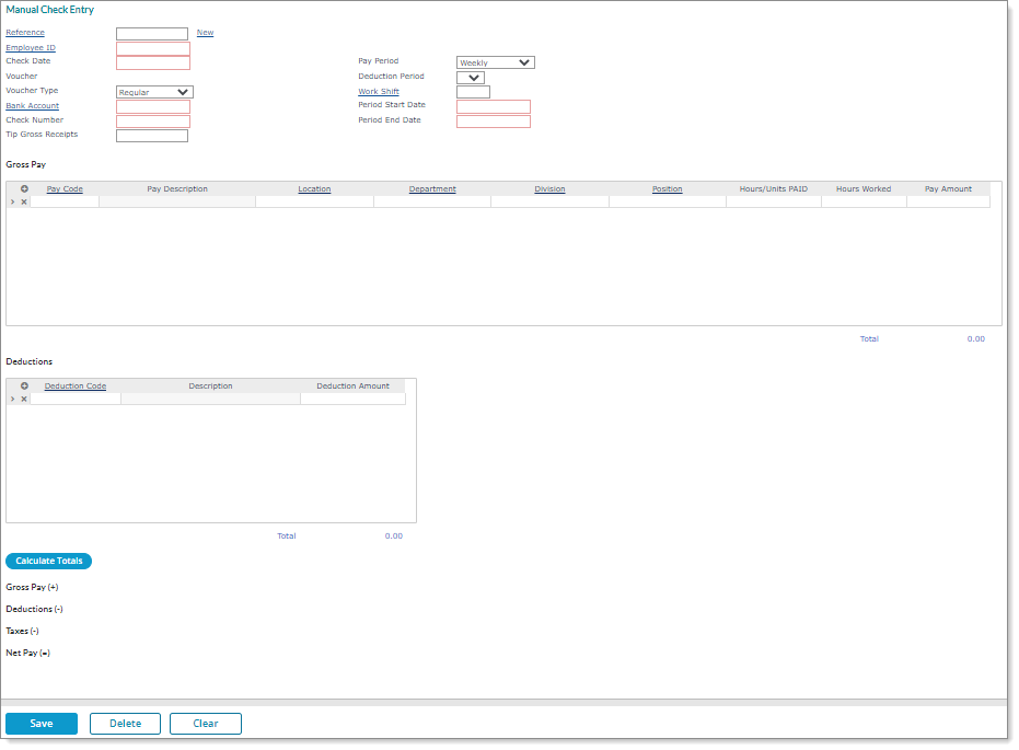 Manual Check Entry form