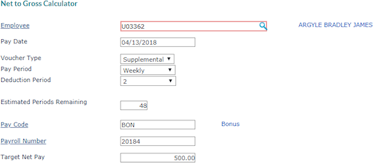 Net to Gross calculator form